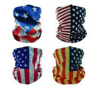 SMEHCF 4 Bandanas Polyvalents pour Femmes Hommes Bandeau Cagoule Cheveux Foulard Visage Demi Masque Cache-Cou Respirant Réutilisable Lavable Drapeau Américain
