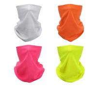 SMEHCF 4 Bandanas Polyvalents pour Femmes Hommes Bandeau Cagoule Cheveux Foulard Visage Demi Masque Cache-Cou Respirant Réutilisable Lavable Couleur Pure Blanc Néon Jaune Rose Orange