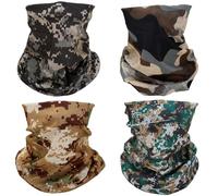 SMEHCF 4 Bandanas polyvalents pour femmes hommes bandeau cagoule foulard pour cheveux visage demi-masque cache-cou respirant réutilisable lavable vert noir blanc camouflage numérique du désert