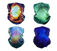 SMEHCF 4 Bandeau Bandana Cagoule Demi Masque Bouclier Tête Cheveux Écharpe Cache-Cou Chapeau Polyvalent Pour Femmes Hommes Respirant Réutilisable Lavable Univers Nébuleuse Galaxie Blure Orange Vert