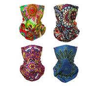 SMEHCF 4 Bandeau Bandana Cagoule Demi Masque Bouclier Tête Cheveux Écharpe Cache-Cou Chapeau Polyvalent Pour Femmes Hommes Respirant Réutilisable Lavable Bohème Rouge Bleu Jaune