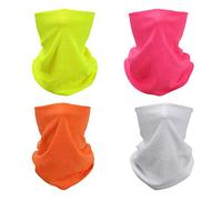 SMEHCF 4 Bandeau Bandana Cagoule Demi Masque Bouclier Tête Cheveux Écharpe Cache-Cou Chapeau Polyvalent pour Femmes Hommes Respirant Réutilisable Lavable Couleur Pure Blanc Néon Jaune Rose Orange