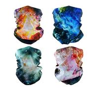 SMEHCF 4 Bandeau Bandana Cagoule Demi Masque Bouclier Tête Cheveux Écharpe Cache-Cou Chapeau Polyvalent Pour Femmes Hommes Respirant Réutilisable Lavable Univers Nébuleuse Blure Orange