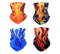 SMEHCF 4 Bandeau Bandana Cagoule Demi Masque Bouclier Tête Cheveux Écharpe Cache-Cou Chapeau Polyvalent pour Femmes Hommes Respirant Réutilisable Lavable Feu Flamme Phenix Noir Bleu