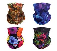 SMEHCF 4 Bandeau Bandana Cagoule Demi Masque Bouclier Tête Écharpe Cheveux Cache-Cou Chapeau Multifonctionnel Pour Femmes Hommes Respirant Réutilisable Lavable Papillon Marguerite Ruche Violet Jaune