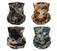 SMEHCF 4 Camo Bandeau Bandana Cagoule Demi Masque Bouclier Tête Cheveux Écharpe Cache-Cou Chapeau Polyvalent Pour Femmes Hommes Respirant Réutilisable Lavable Marron Vert Noir Blanc Numérique Désert