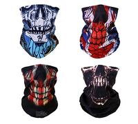 SMEHCF 4 Crâne Bandeau Bandana Cagoule Demi Masque Bouclier Tête Cheveux Écharpe Cache-Cou Chapeau Polyvalent pour Femmes Hommes Respirant Réutilisable Lavable Rouge Bleu Marron