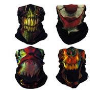 SMEHCF 4 Crâne Vampire Bandeau Bandana Cagoule Demi Masque Bouclier Tête Cheveux Écharpe Cache-Cou Chapeau Polyvalent Pour Femmes Hommes Respirant Réutilisable Lavable Rouge Marron Noir