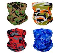 SMEHCF 4 Rafraîchissants Cache-cou Polyvalents Bandanas pour Femmes Hommes Bandeau Cagoule Cheveux Foulard Demi Masque Camouflage Rouge Vif Orange Digital Camo Bleu Vert