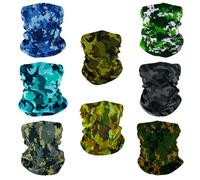 SMEHCF 8 Bandanas Polyvalents pour Femmes Hommes Bandeau Cagoule Cheveux Foulard Visage Demi Masque Cache-Cou Respirant Réutilisable Lavable Marais Forêt Océan Camouflage Numérique