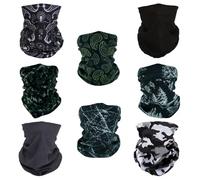 SMEHCF 8 Bandanas Polyvalents pour Femmes Hommes Bandeau Cagoule Cheveux Foulard Visage Demi Masque Cache-Cou Respirant Lavable Noir Blanc Neige Pin Camo Camouflage Konjac Fleur