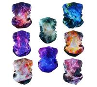 SMEHCF 8 Bandanas Polyvalents pour Femmes Hommes Bandeau Cagoule Cheveux Foulard Visage Demi Masque Cache-Cou Respirant Réutilisable Lavable Univers Nébuleuse Violet Flou Orange