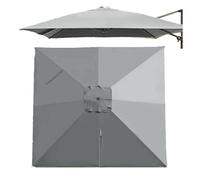 SMELEDFCFK 2.5×2.5m 3×3 Housse De Rechange pour Parasol Déporté Toile De Rechange pour Parasol Carré Dessus De Parapluie De Rechange 8 Baleines Anti-UV/Étanche(Light Grey,300x300cm(10'x10'))