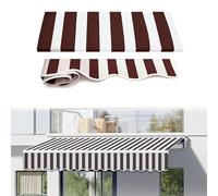 SMELEDFCFK 3.0m 4m Toile De Rechange pour Store Banne Manuel Tissu De Remplacement pour Auvent Rétractable Toile De Store Extérieur Rayures Brunes Et Blanches(11x5ft/3.3X1.5M)
