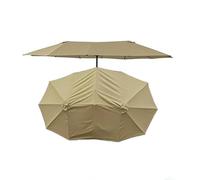 SMELEDFCFK 460x270cm Toile De Rechange pour Parasol Grand Housse De Rechange pour Parasol Double Auvent De Rechange pour Parasol D'extérieur 12 Baleines pour Jardin/Terrasse(Khaki)