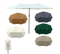 SMELEDFCFK Auvent De Rechange pour Parasol De Terrasse Double Face Toile De Parasol Grand 460cm Auvent De Rechange pour Parasol 12 Baleines Auvent Rectangulaire(Dark Green)