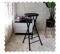 SMELEDFCFK Blanc/Noir Tabourets De Cuisine Pliant, Tabouret De Bar Moderne avec Repose-Pieds, Tabourets Pliable avec Pieds en Métal, Tabourets Hauts pour Cuisine Café Bistro(Black)