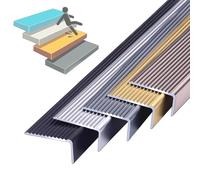 SMELEDFCFK Bordure D'escalier 50cm 90cm 120cm Nez De Marche Profilé De Nez De Marche en Aluminium Profilé D'escalier en Métal Antidérapant Forme en L 5cm Large(Grey,L 60in/150CM)