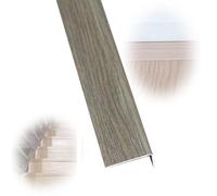 SMELEDFCFK Bordure D'escalier Grain De Bois Nez De Marche Profil D'angle 100cm 90cm 120cm, Marches D’escalier Forme En L En Métal Antidérapant Nez De Marche Imperméable/robuste(Striped gray,L 36in/90C