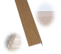 SMELEDFCFK Bordure D'escalier Grain De Bois Nez De Marche Profil d'angle 100cm 90cm 120cm, Marches D’escalier Forme en L en Métal Antidérapant Nez De Marche Imperméable/Robuste(Brown,L 48in/120CM)