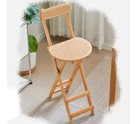 SMELEDFCFK Chaise De Bar Pliable Moderne Tabouret De Bar Hauteur De Comptoir Chaises Hautes en Bois Massif Tabouret De Petit-déjeuner Rotin avec Dossier Et Repose-Pieds(Wood Color,69cm/27in)