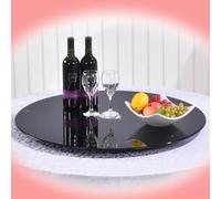 SMELEDFCFK Plateau Tournant De Table À Manger 80cm 90cm 100cm Plateau Rotatif Lazy Susan en Verre Trempé, Plateau Tournant Noir pour Plateau De Table, Plateau Rotatif en Verre Rond(80cm/30in)