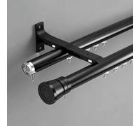 SMELEDFCFK Rail De Rideau Fixation Murale En Aluminium, Tringle A Rideaux Double Système De Rail De Rideau, Tringle A Rideau Romaine Pour Fenêtre Chambre Salon, Coulissant Muet(Black,5.2m/17.1ft)