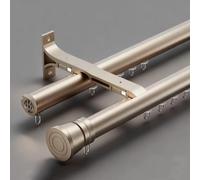 SMELEDFCFK Rail De Rideau Fixation Murale En Aluminium, Tringle A Rideaux Double Système De Rail De Rideau, Tringle A Rideau Romaine Pour Fenêtre Chambre Salon, Coulissant Muet(Champagne,1.2m/3.9ft)