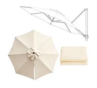 SMELEDFCFK Rond Tissu De Remplacement pour Parasol Déporté Toile De Rechange pour Parasol 300cm/350cm Auvent De Rechange pour Parasol 8 Baleines(Beige,3.5m(11.5ft))