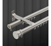 SMELEDFCFK Système De Rail De Rideau Double Rangée Pour Rideaux, Rail De Rideau Coulissant Robuste, Tringle A Rideaux Mural 1m-6m Tringle Romaine Muet Pour Fenêtre(Grey,2.5m/8.2ft)