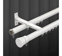 SMELEDFCFK Système De Rail De Rideau Double Rangée Pour Rideaux, Rail De Rideau Coulissant Robuste, Tringle A Rideaux Mural 1m-6m Tringle Romaine Muet Pour Fenêtre(White,3.0m/9.8ft)