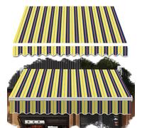 SMELEDFCFK Tissu De Rechange pour Store Banne Rayé Toile D'auvent Rétractable Toile De Rechange pour Auvent Extérieur Imperméable Toile Protection Solaire((15x6.5ft) 4.5X2M)