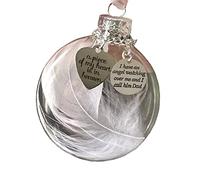 SMELEYOU Boule d'ornement de Noël, Boule commémorative d'ange Clair, Ornement commémoratif de Cloches de Boule de Plume, Souvenir de Pendentif Suspendu de Noël Rond en Verre personnalisé (Papa)