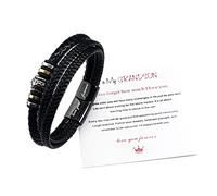 SMELEYOU Bracelets pour hommes à mon petit-fils Bracelet en cuir tressé Double rangée manchette tissée petit-fils