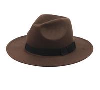 SMELEYOU Chapeau Panama Homme Chapeau en Feutre à Large Bord Chapeaux Outbacks Marron Taille Unique pour Hommes Femmes Tenue Robe Vintage Halloween Cosplay Costume Accessoire