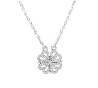 SMELEYOU Collier porte-bonheur à quatre feuilles, chaîne de cou en forme de cœur, bijoux pour femmes et filles, pour la saint-valentin, les anniversaires, en argent