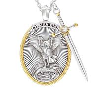 SMELEYOU Collier St Michael St Christophe pour hommes, collier de prière du seigneur épée d'archange, bijoux style 1