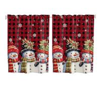 SMELEYOU Décorations de Noël Rideaux Cuisine Petit Rideau Court 70x61cm 2pcs / Set Semi-Transparent cantonnières de Noël pour fenêtres Courts de Neige Rideaux de Paysage pour Le Salon Style 2