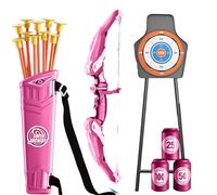 SMELEYOU Ensemble d'arc et de flèches pour Enfants Ensemble de tir à l'arc en Plastique LED pour Enfants Comprenant Un étui à et des flèches, des cibles Bouteilles Jouets éducatifs faciles util