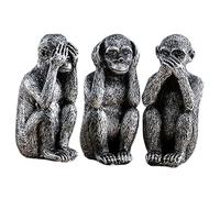 SMELEYOU Ensemble de Sculptures de Trois singes la Sagesse en Argent - Statue d'art élégante en résine, Souvenir significatif pour la Maison, Le Bureau, l'étagère et la décoration Bureau