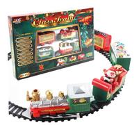 SMELEYOU Ensemble de Train de noël électrique réaliste, Piste d'épissure à Monter soi-même, Train noël, Jouets festifs alimentés par Batterie pour Enfants, garçons et Filles
