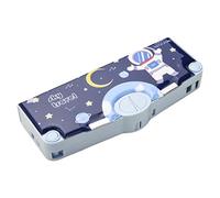 SMELEYOU Étui à Crayon Hors capacité Carie de Crayon rempli Multifonctionnel avec astronautes d'effacement des rôles de Tailleur de pointeur à Bouton-Poussoir
