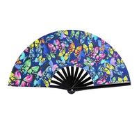 SMELEYOU Éventail de la Main Rave Brillance dans Le Papillon de Papillon des Fans Rave pour Hommes Femmes Bambou Pliant Fan Main pour la fête du Club Musique Musique EDM