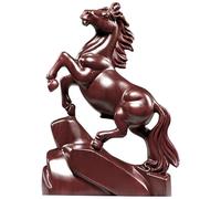 SMELEYOU Figurine de Cheval en Bois Statue de Cheval Rouge Feng Shui Décor 2026 Nouvel an Chinois Sculpture Animale du Zodiaque Ornement Bureau pour la Richesse et la Chance