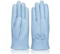 SMELEYOU Gants en Cuir Femme Gants d'hiver Chauds en Peau de Mouton avec Doublure Taille Moyenne pour la Conduite et l'usage Quotidien Bleu Ciel
