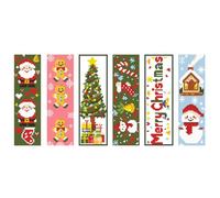 SMELEYOU Lot de 6 marque-pages au point de croix 20 cm, kit marque-pages à broder sur le thème Noël avec support en feutre et instructions en fil pour adultes amateurs livres débutants