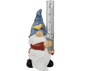SMELEYOU Nains de Jardin avec pluviomètre pour décorations de Noël en Plein air, Jolis pluviomètres en résine pour Jardin, Statue Nain Peinte pour décoration extérieure, Bleu