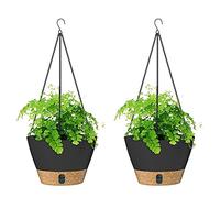 SMELEYOU Paniers de jardinières Suspendus, 2 pièces Panier de jardinière Suspendu à arrosage Automatique Pot de Fleur Suspendu en Plastique pour décoration de Jardin à Maison