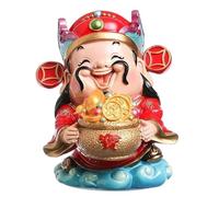 SMELEYOU Statue Feng Shui du Dieu De La Richesse, DéCor Chinois Rouge pour BibliothèQue De Bureau, Figurine Caishen en RéSine, Ornement Maison Et Bureau