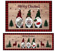 SMELEYOU Tapis de Cuisine de Noël Ensembles 2 Tapis Noël sur Le thème GNOME Non Glissant Les Cuisine Lavable Hiver Merry Decor pour Le Salon Style 1